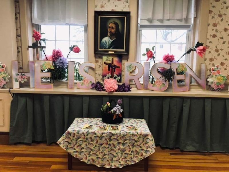 Easter decorations in the fellowship hall